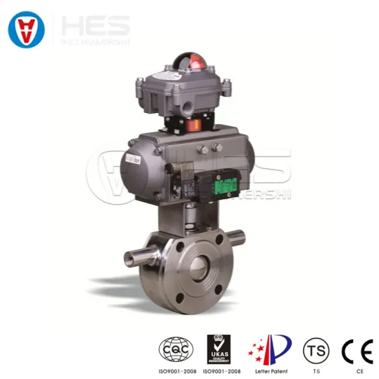 AC Thin Type Heat Protection Pneumatic Ball Valve with Flange Connection