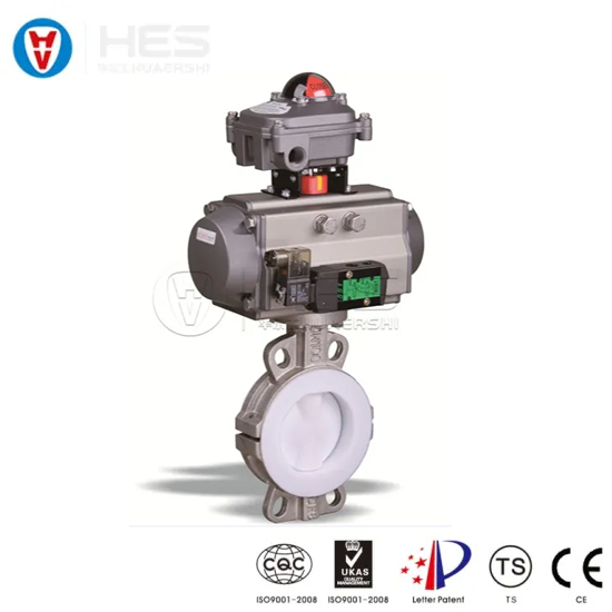 Wafer Butterfly Valve with Spring Return Pneumatic Actuator